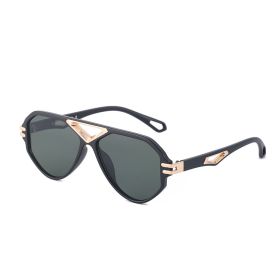 Pilot Sunglasses Women Oversized Sunglass Vintage Hollow Out Sun Glass Men Luxury Designer Eyewear UV400 Gradient Shades (Lens Color: gold black green)