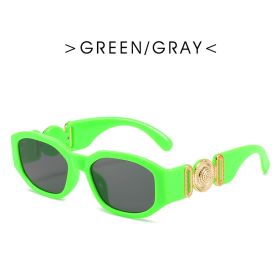 Fashion Small Square Sunglasses Women Retro Shades UV400 Black Brown Ocean Gradient Lens Men Club Sun Glasses (Lens Color: green)