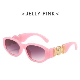 Fashion Small Square Sunglasses Women Retro Shades UV400 Black Brown Ocean Gradient Lens Men Club Sun Glasses (Lens Color: pink)