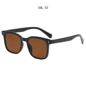 Fashion Square Sunglasses Women Rivets Sunglass Vintage Sun Glass Men Luxury Brand Design Eyewear UV400 Brown Transparent Shades (Lens Color: black brown)