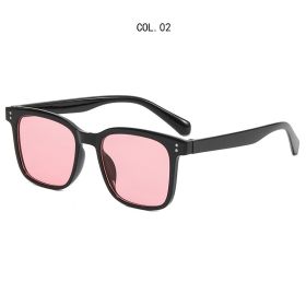 Fashion Square Sunglasses Women Rivets Sunglass Vintage Sun Glass Men Luxury Brand Design Eyewear UV400 Brown Transparent Shades (Lens Color: black pink)