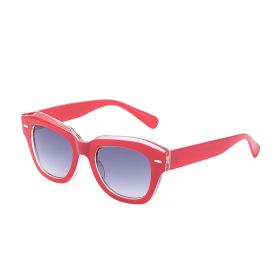 Fashion Small Square Sunglasses Women Rivets Sunglass Vintage Sun Glass Men Luxury Brand Design Eyewear UV400 Gradient Shades (Lens Color: red)