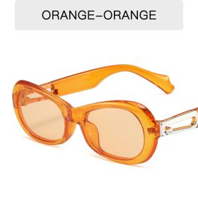 Fashion Oval Sunglasses Women Jelly Color Glasses Retro Sunglass Men Luxury Designer Eyewear UV400 Sun Glass Black Brown Shades (Lens Color: orange orange)