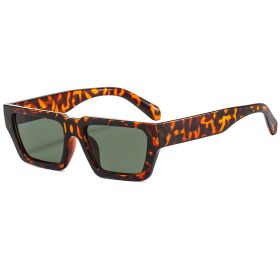 Fashion Square Sunglasses Women Small Frame Glasses Retro Sunglass Men Luxury Designer Eyewear UV400 Sun Glass Dark Green Shades (Lens Color: leopard dark green)