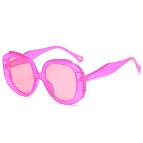 Fashin Round Sunglasses Women Big Frame Glasses Retro Sunglass Men Luxury Designer Eyewear UV400 Sun Glass Gradient Shades (Lens Color: purple pink)