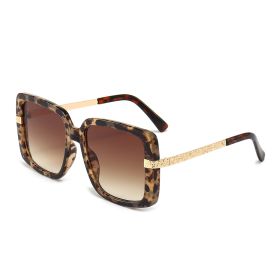 Fashion Square Sunglasses Women Oversized Sunglass Vintage Sun Glass Men Luxury Designer Eyewear UV400 Gradient Shades (Lens Color: leopard tea-)