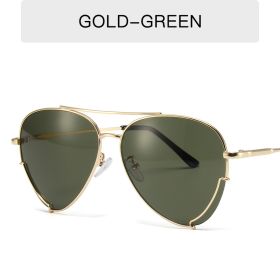 Fashion Pilot Double Bean Sunglasses Women Sunglass Vintage Sun Glass Men Luxury Brand Design Eyewear UV400 Gradient Ocean Shade (Lens Color: dark green)