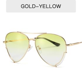 Fashion Pilot Double Bean Sunglasses Women Sunglass Vintage Sun Glass Men Luxury Brand Design Eyewear UV400 Gradient Ocean Shade (Lens Color: yellow)