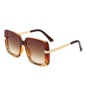 Fashion Square Sunglasses Women Oversized Sunglass Vintage Sun Glass Men Luxury Designer Eyewear UV400 Gradient Shades (Lens Color: tea leopard)