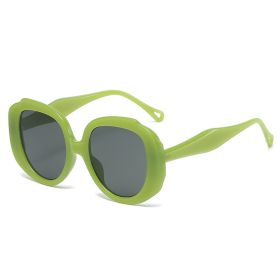 Fashin Round Sunglasses Women Big Frame Glasses Retro Sunglass Men Luxury Designer Eyewear UV400 Sun Glass Gradient Shades (Lens Color: green gray)