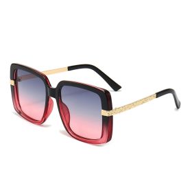 Fashion Square Sunglasses Women Oversized Sunglass Vintage Sun Glass Men Luxury Designer Eyewear UV400 Gradient Shades (Lens Color: black red)