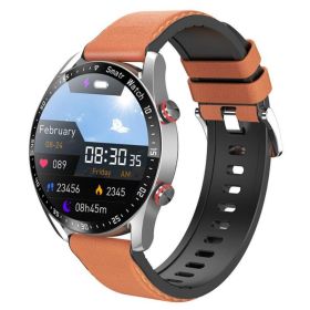 New ECG+PPG Bluetooth Call Smart Watch Men Smart Clock Sports Fitness Tracker Smartwatch For Android IOS PK I9 Smart Watch (Color: Brown leather belt)