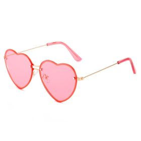 Lovely love rimless sunglasses; versatile women's decoration ins; same style; versatile; cut edge love glasses; (Color: Gold Framed with Powder Slice)