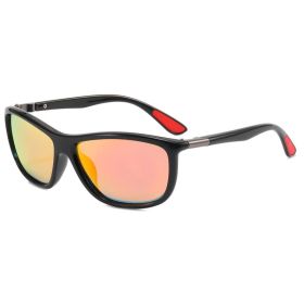 Fashion polarized sunglasses for men and women cross-border cycling glasses UV resistant leisure sports sunglasses (Color: Black Framed with Red Membrane)