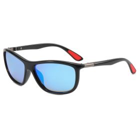 Fashion polarized sunglasses for men and women cross-border cycling glasses UV resistant leisure sports sunglasses (Color: Black Framed with Blue Film)