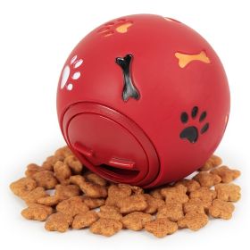 Food Dispensing Dog Toys; Pet Ball Toys; Rubber Slow Feeder Dog Puzzle Toys; Dog Treat Balls (Color: Red, size: medium)