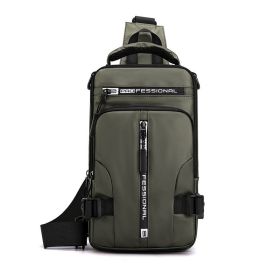 Crossbody Bags Men Multifunctional Backpack Shoulder Chest Bags (Color: Army green)