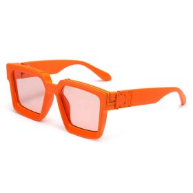 86229 Europe and America Trampody sunglasses glasses big square sunglasses for men and women sunglasses Amazon millionaire pc (colour: Jelly Orange Box Orange Slices)