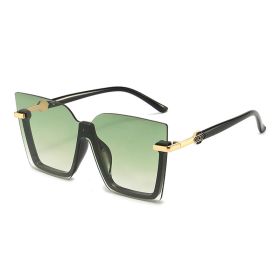 Sunglasses Ocean Slices Multicolor Personality Trend Sunglasses Fashion Sunglasses for Men and Women Sunglasses (colour: Black framed double green sheet)