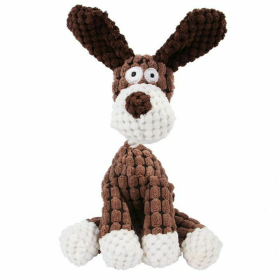 Funny Pet Puppy Chew Squeaker Squeaky Plush Sound Toys Clean Teeth Dog Play Toy (Color: Brown)