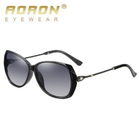 New women's polarized sunglasses (Color: Black frame gradient gray)