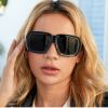 Retro Polygon Square Women Sunglasses Fashion Wide Legs Plaid Decoration Blue Pink Men Punk Sun Glasses Brown Shades UV400