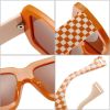 Retro Polygon Square Women Sunglasses Fashion Wide Legs Plaid Decoration Blue Pink Men Punk Sun Glasses Brown Shades UV400