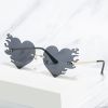 Fashion Heart Fire Sunglasses Women Rimless Sunglass Vintage Sun Glass Men Luxury Brand Design Eyewear UV400 Black Red Shades