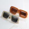 Retro Polygon Square Women Sunglasses Fashion Wide Legs Plaid Decoration Blue Pink Men Punk Sun Glasses Brown Shades UV400