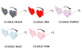 Fashion Heart Fire Sunglasses Women Rimless Sunglass Vintage Sun Glass Men Luxury Brand Design Eyewear UV400 Black Red Shades