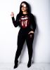 Autumn Winter 2 Piece Outfits For Women Sequins Tongue Long Sleeve Hoodie And Pocket Fitness Pant Streetwear Two Piece Tracksuit