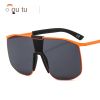 Fashionable and modern color metal one-piece sunglasses for men and women large frame integrated sunglasses