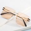 Fashion Square Sunglasses Women Rimless Glasses Retro Brown Sunglass Men Luxury Designer Eyewear UV400 Sun Glass Gradient Shades