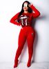 Autumn Winter 2 Piece Outfits For Women Sequins Tongue Long Sleeve Hoodie And Pocket Fitness Pant Streetwear Two Piece Tracksuit